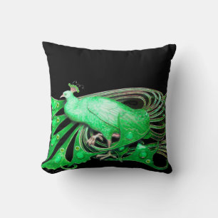 ALMOFADA PAVÃO ELEGANTE NO PRETO VERDE
