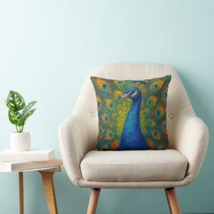 Almofada Pavão em Aquarela
