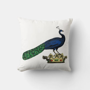Almofada Pavão Estilizado Vintage Heráldico no C da Coroa