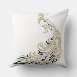 Almofada Pavão-Na moda-Ouro-Preto-Quadrado M-L