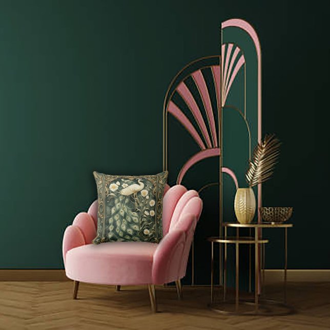 Almofada Pavão Romântico e Daisy Art Nouveau (Criador carregado)