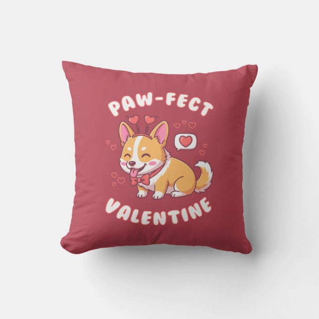 Almofada Paw-Fect Valentine - Corgi Dog Valentine Gift (Frente)