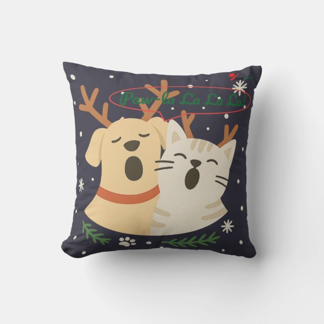 Almofada Paw-la La La La! Funny Christmas Pet Lovers Sweats (Frente)