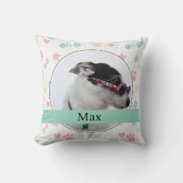 Almofada Paw Prints & Hearts Custom Dog Photo
