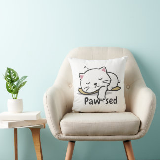 Almofada Paw-sed Cat Throw Pillow – Soft & Snuggly Nap Deco