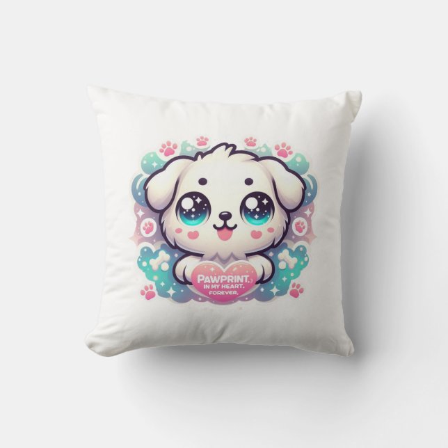 Almofada Pawprint no meu coração, Forever Kawaii Puppy (Frente)
