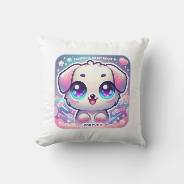 Almofada Pawprint no meu coração Kawaii Puppy Pet Lover Dec (Frente)