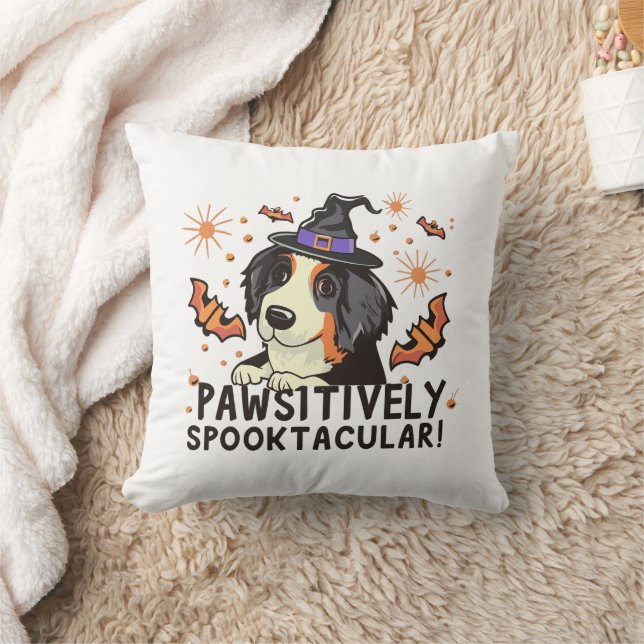 Almofada Pawsitivamente Spooktacular! - Cachorro Bernese Ha (Cobertor)