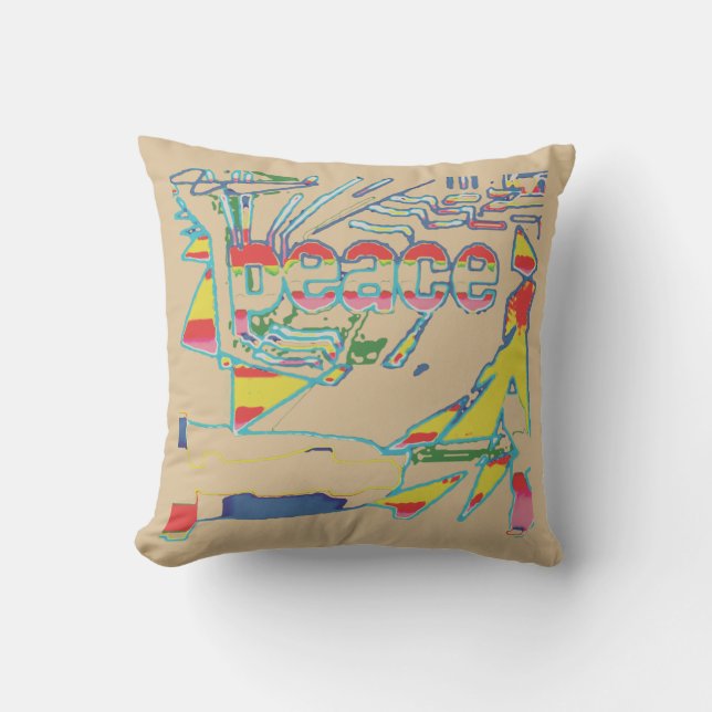 Almofada "Paz" Amarelo Vermelho Inspiracional Tan Southwest (Frente)