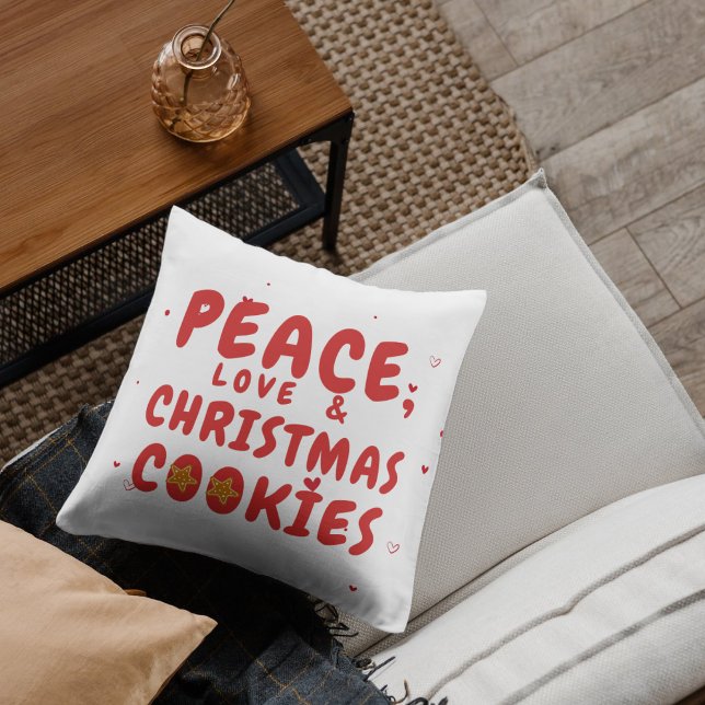 Almofada Paz, Amor e Biscoitos de Natal (Criador carregado)