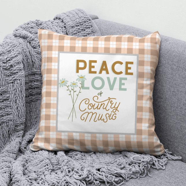 Almofada Paz, amor e música country (Find coordinating gifts & gear in the Peace Love & Country Music Collection)