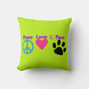 Almofada Paz, amor e patas