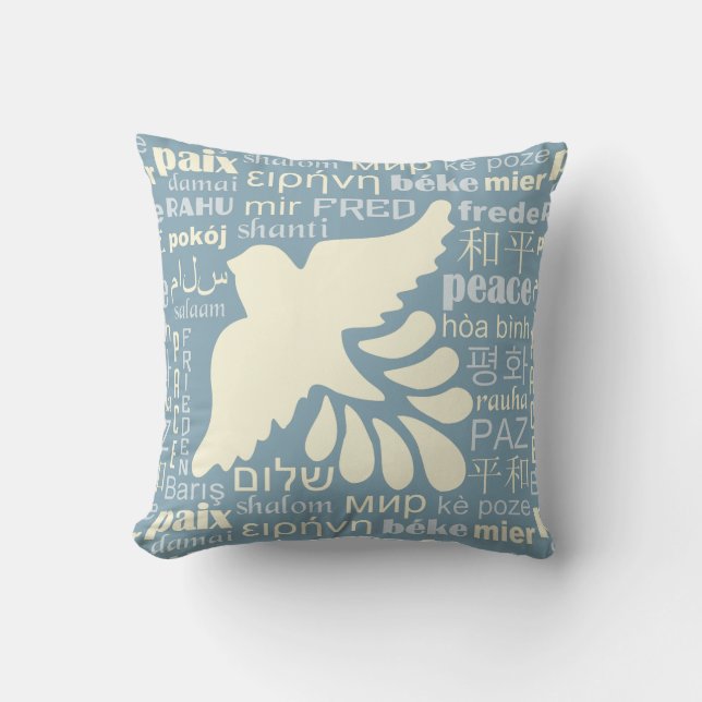 Almofada PAZ em muitos travesseiros decorativos de idiomas (Frente)