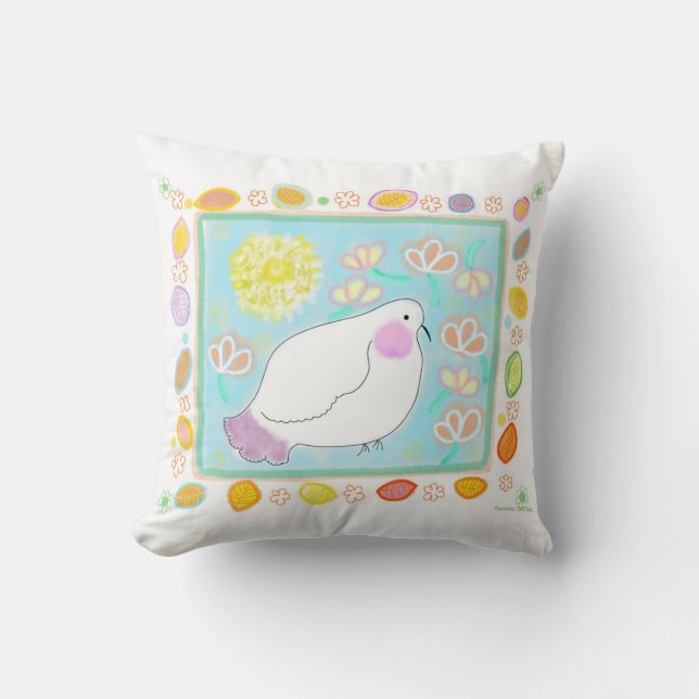 Almofada Peace Dove with flowers pillow (Frente)
