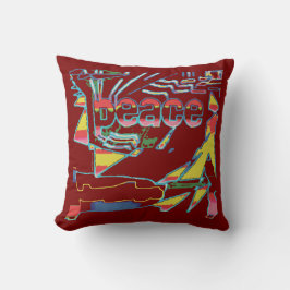 Almofada "Peace" Inspirational Burgundy Yellow Southwest 