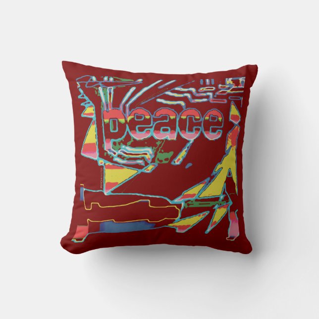 Almofada "Peace" Inspirational Burgundy Yellow Southwest  (Frente)