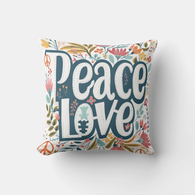 Almofada Peace Love Floral (Frente)