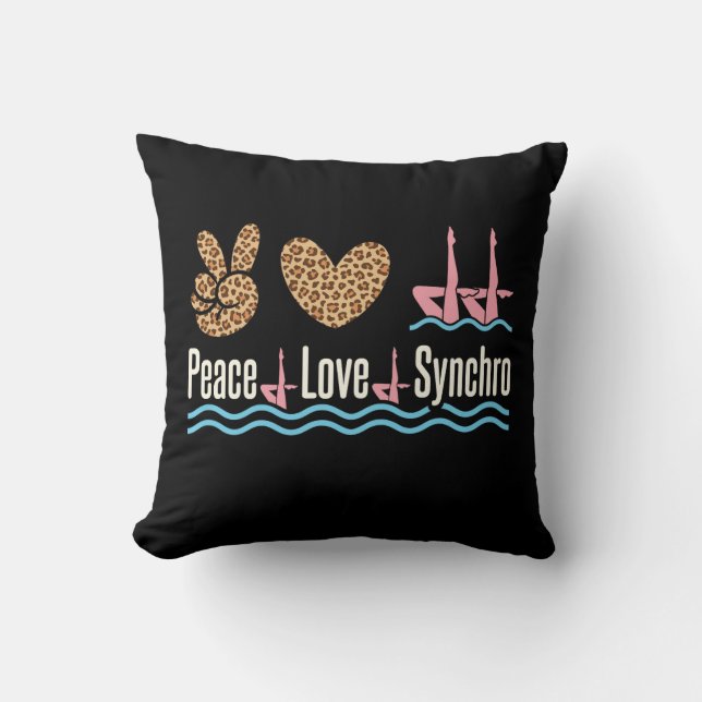 Almofada Peace Love Synchro Synchronized Nadando (Frente)