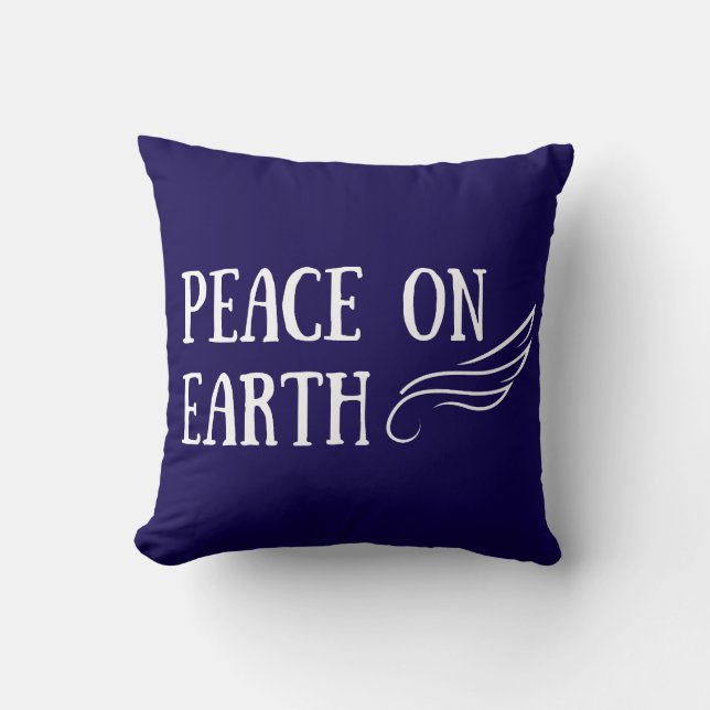 Almofada Peace on Earth Elegant Holiday Lettering (Frente)
