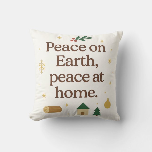 Almofada Peace on Earth, Peace at Home – Cozy Christmas  (Frente)