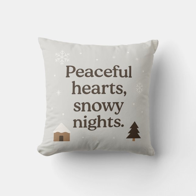 Almofada Peaceful Hearts,Snowy Nights Pillow | Winter decor (Frente)