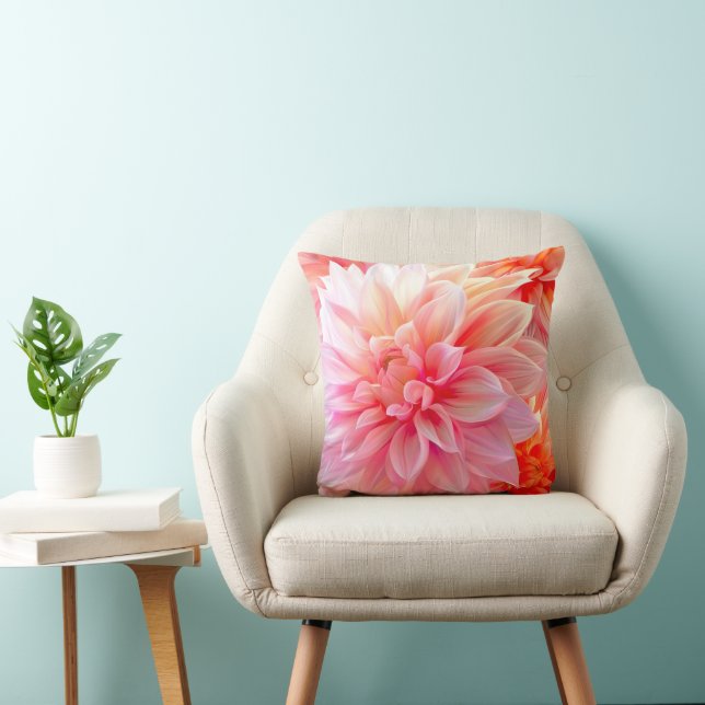 Almofada Peach Blush Dahlia Blossom (Cadeira)