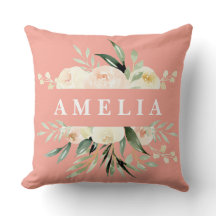 Peach creme verde aquarela floral personalizada