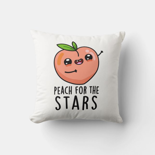 Almofada Peach For Stars Engraçado Fruta Pun (Frente)