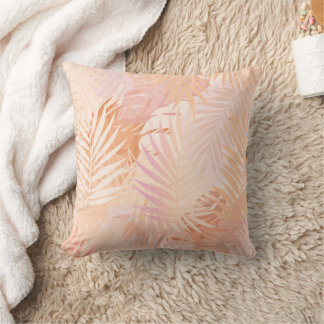 Almofada Peach Fuzz Minimalista Folhas Tropicais Modernas