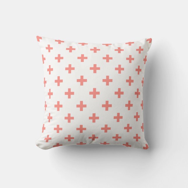 Almofada Peach polka cruza em branco (Frente)