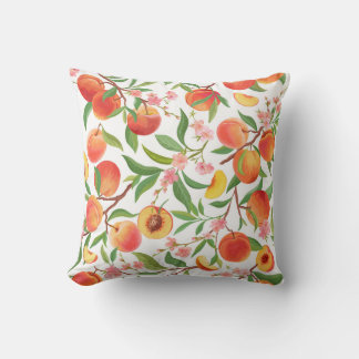 Almofada Peach Tropical Fruta Vintage Pattern.