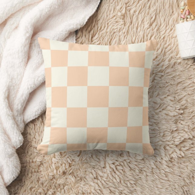 Almofada Peach White Checkerboard Pillow (Cobertor)
