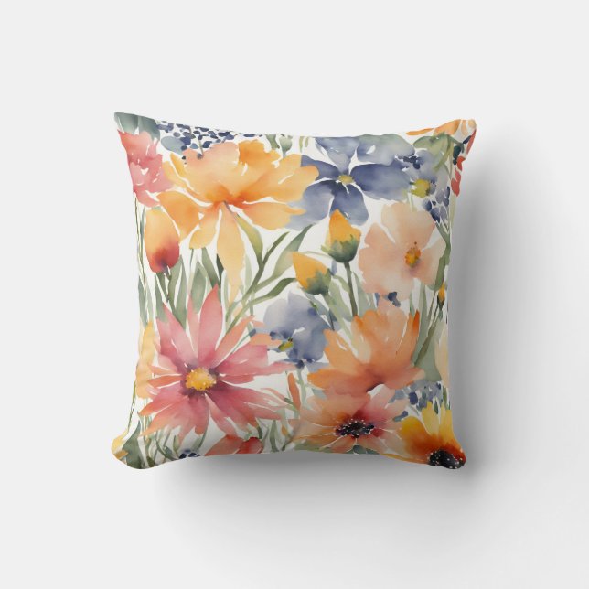 Almofada Peach WildFlowers Floral (Frente)