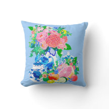 Peacock Chinoiserie vase com peões e rosas