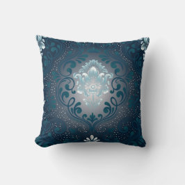 Almofada Peacock e Travesseiro Quadrado Cyan Damask
