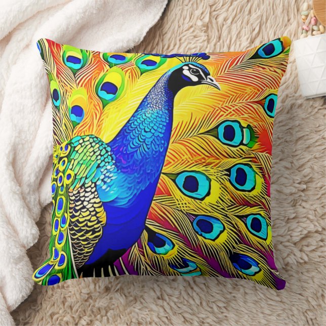 Almofada Peacock Feather Art (Cobertor)