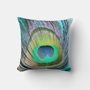 Almofada Peacock Feather em Turquoise