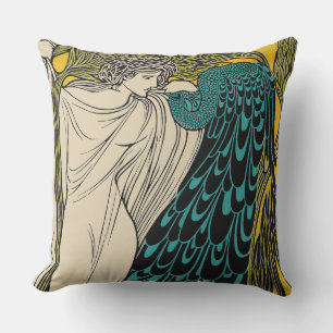 Almofada Peacock Fine Art Bird Nouveau