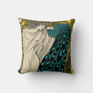 Almofada Peacock Fine Art Bird Nouveau