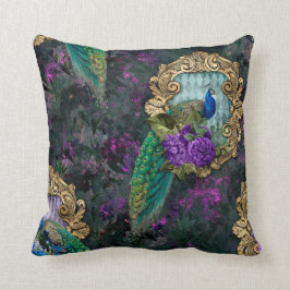 Almofada Peacock, Flores e Quadro Dourado