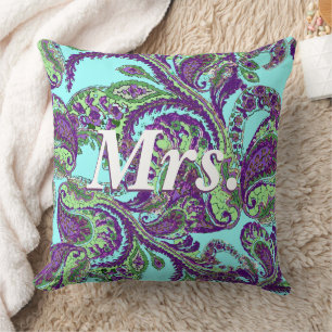 Almofada Peacock Paisley Purple e Green Brides