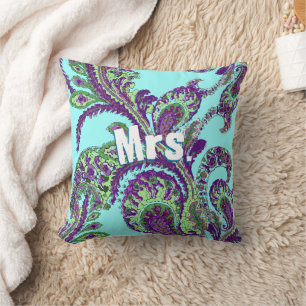 Almofada Peacock Paisley Purple e Green Choose Colors