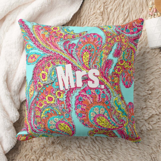 Almofada Peacock Paisley Tangerine Mostard Yellow Brides (Cobertor)