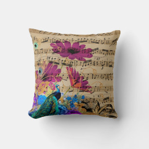 Almofada Peacock Purple Floral Sheet Music