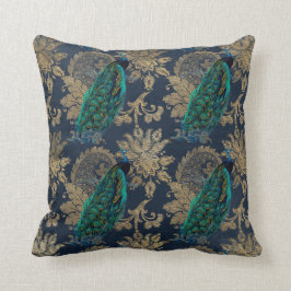 Almofada Peacocks em Azul e Dourado