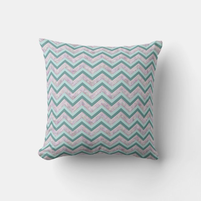 Almofada Pearl Floral Teal ZigZag Padrão (Frente)