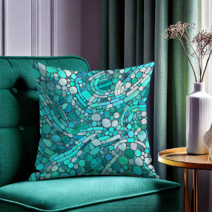 Almofada Pebbles Mosaic Art - Aquamarine e Pérola