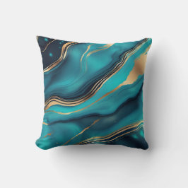 Almofada Pedra mármore Dourada azul