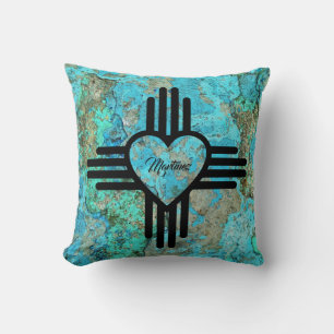 Almofada Pedra Turquesa com Zia Heart Home Custom Name