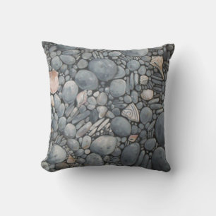 Almofada Pedras de Praia Conchas Pebbles Rochas Pintura